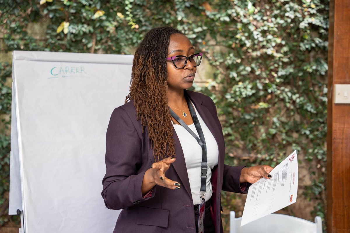 A facilitator leading the career track workshop at the Event Speak Summit 2025